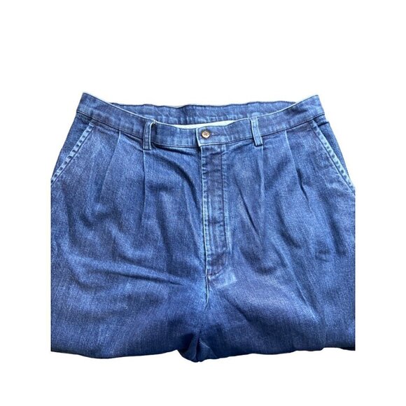 Roundtree & Yorke Men's 35/32‎ Core Comfort Blue Denim Pleated Front Jeans Pants - Picture 2 of 4